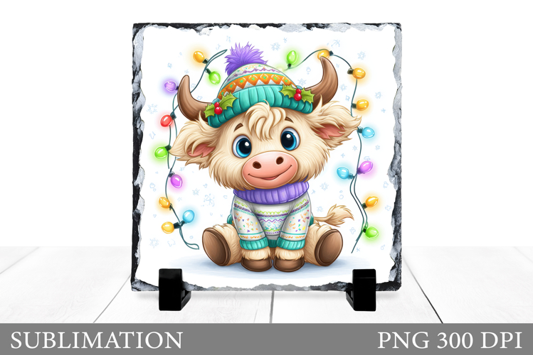 Christmas Cow Sublimation. Christmas Cow Slate Design