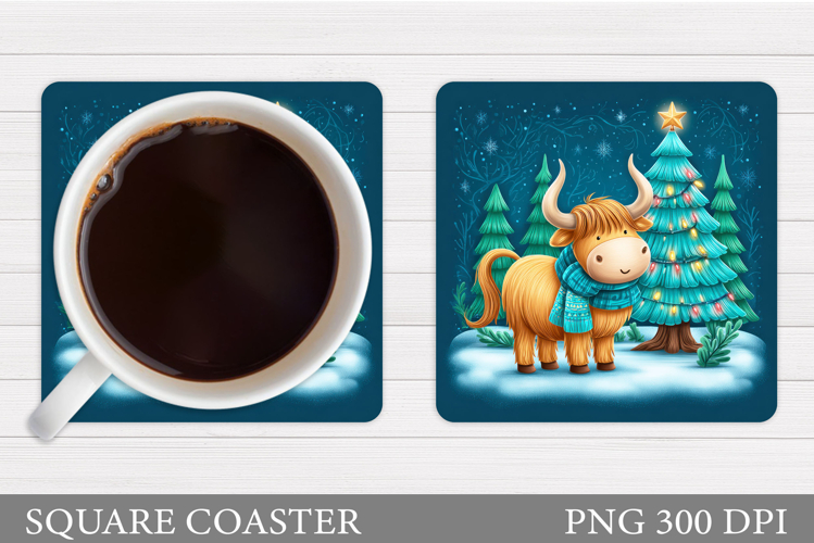 Christmas Cow Coaster. Christmas Cow Coaster Sublimation