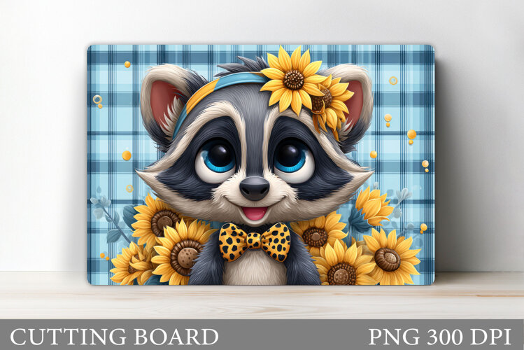 Cute Raccoon Cutting Board. Cute Raccoon Sublimation example image 1