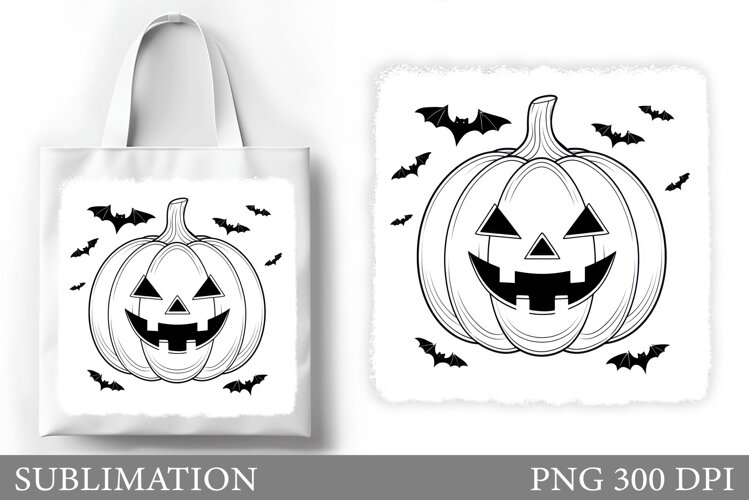 Halloween Pumpkin Sublimation. Halloween Tote Bag Design example image 1