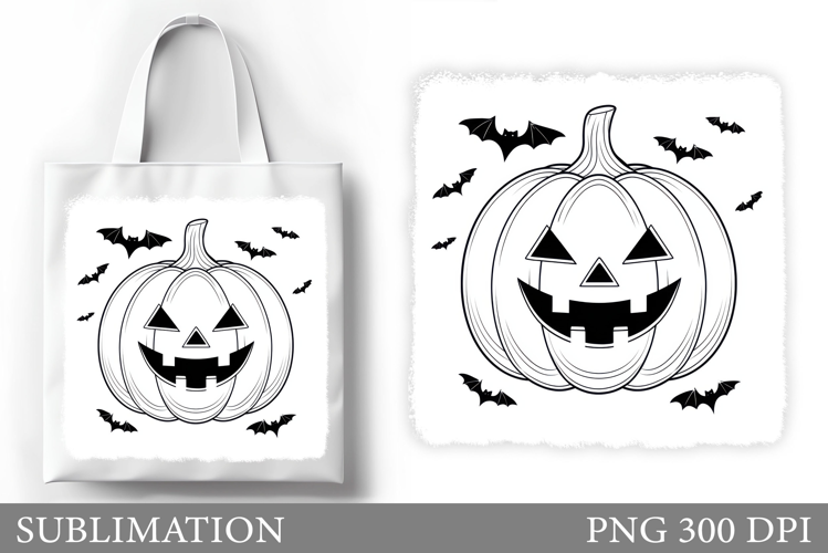 Halloween Pumpkin Sublimation. Halloween Tote Bag Design