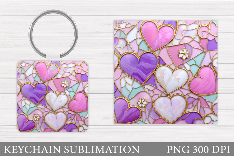 Hearts Keychain Design. Valentine Keychain Sublimation
