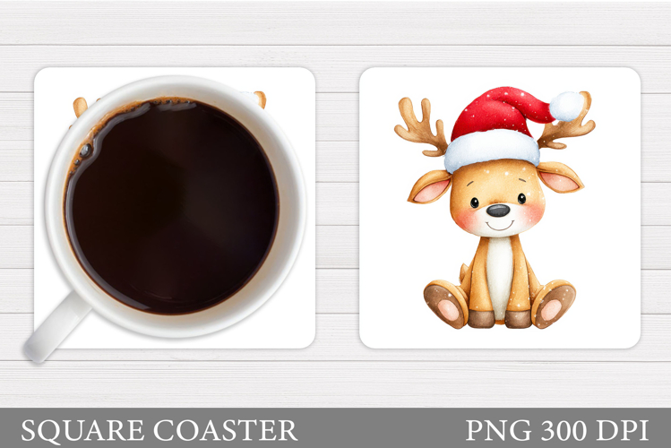 Christmas Deer Coaster Design. Christmas Coaster Sublimation