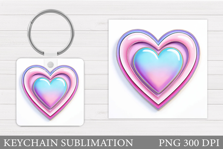 Heart Keychain Design. Valentine Keychain Sublimation