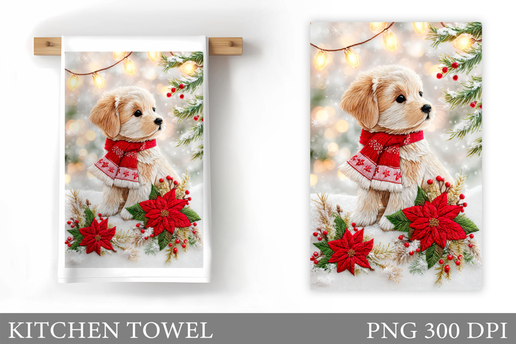 Christmas Dog Kitchen Towel. Christmas Kitchen Towel Design