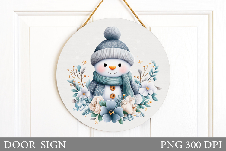Cute Snowman Door Sign Design. Christmas Sublimation