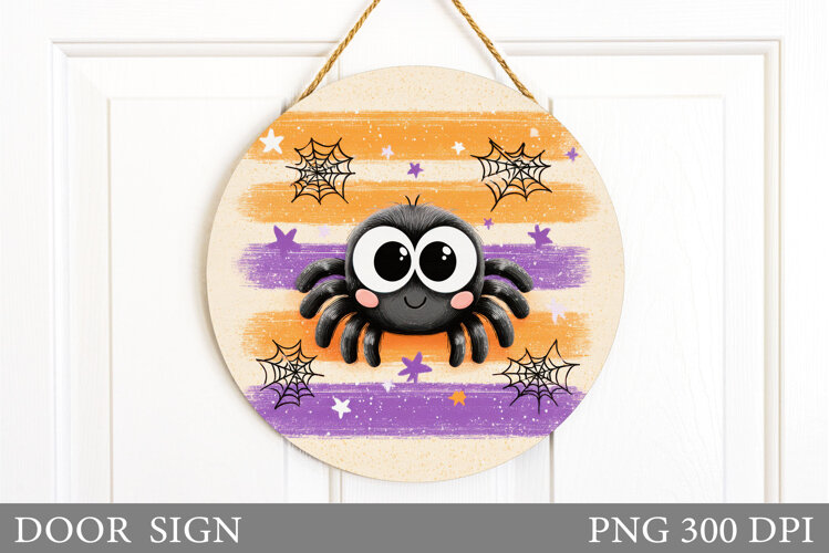Cute Spider Door Sign Design. Halloween Sublimation example image 1