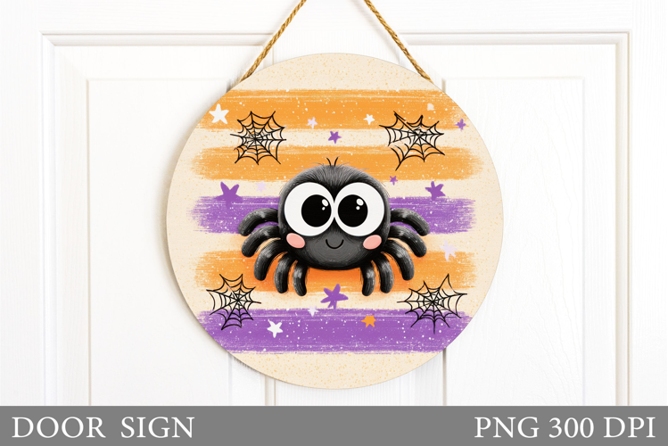 Cute Spider Door Sign Design. Halloween Sublimation
