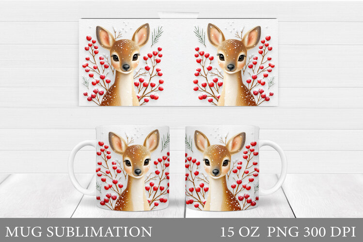 Christmas Deer Mug Design. Cute Deer Mug Sublimation example image 1