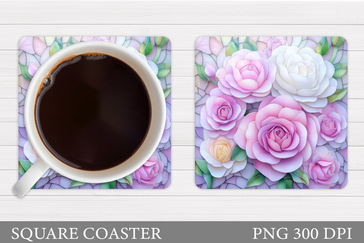 Roses Coaster Sublimation. Flowers Coaster Design