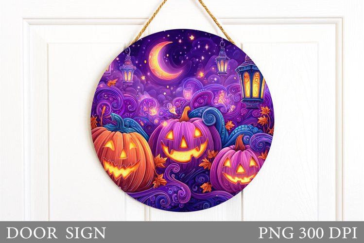 Halloween Pumpkin Door Sign. Halloween Door Sign Design