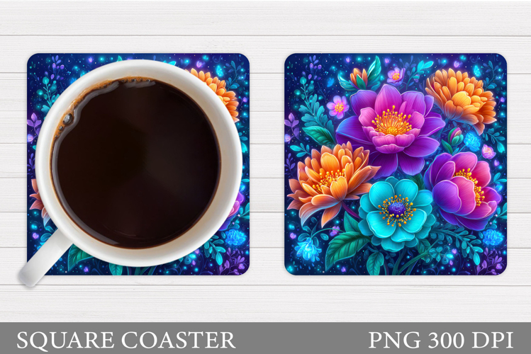 Flowers Coaster Design. Floral Coaster Sublimation