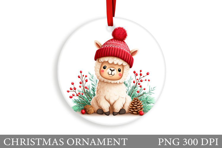 Cute Lama Christmas Ornament. Christmas Ornament Design