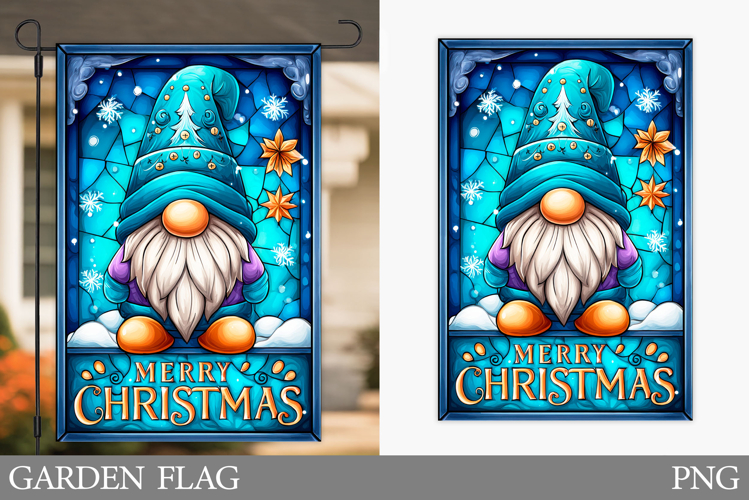 Christmas Gnome Garden Flag. Christmas Garden Flag Design