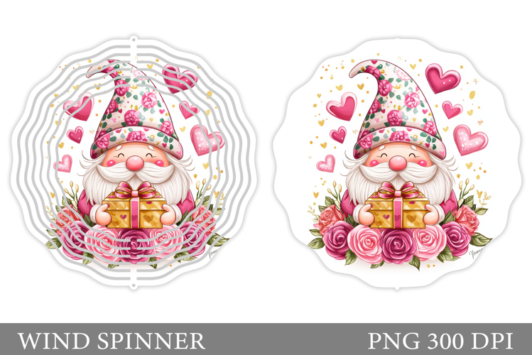 Valentines Gnome Wind Spinner. Valentines Wind Spinner