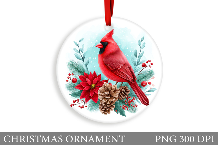 Cardinal Christmas Ornament. Christmas Bird Sublimation