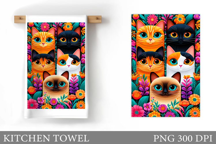 Cute Cats Kitchen Towel Design. Cute Cats Sublimation