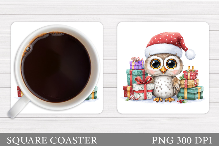 Christmas Owl Coaster Design. Christmas Coaster Sublimation