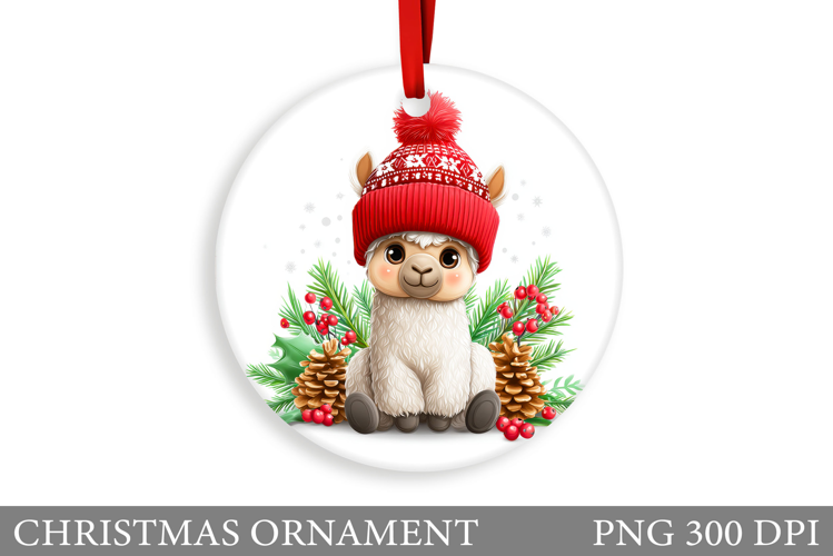 Cute Lama Christmas Ornament. Christmas Ornament Design