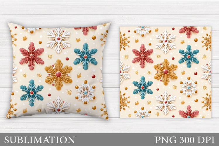 Snowflakes Pillow Design. Winter Pillow Sublimation