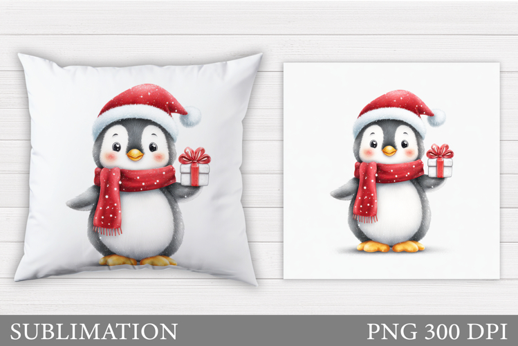 Christmas Penguin Pillow. Christmas Pillow Design