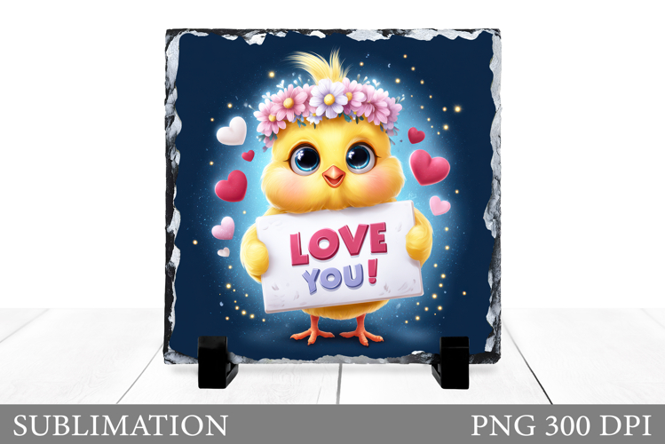 Valentines Chick Sublimation. Valentines Chick Slate Design