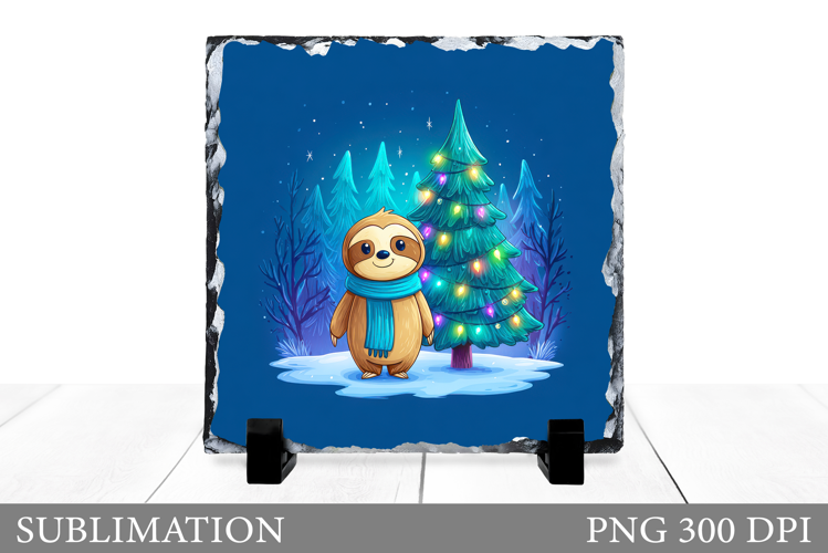 Christmas Sloth Sublimation. Christmas Sloth Slate Design