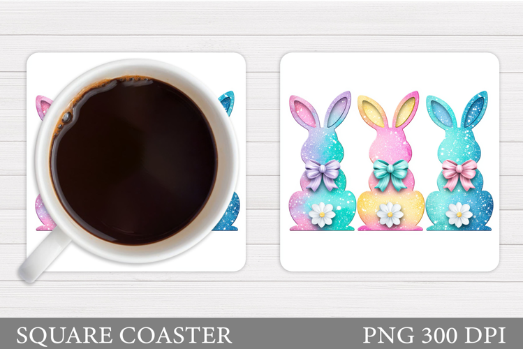 Cute Bunny Coaster Design. Spring Bunny Coaster Sublimation
