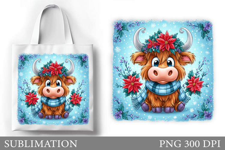 Highland Cow Tote Bag. Christmas Tote Bag Sublimation