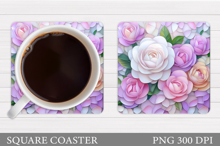 Roses Coaster Sublimation. Flowers Coaster Design