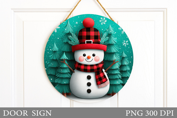 Christmas Snowman Door Sign. Christmas Door Sign Sublimation