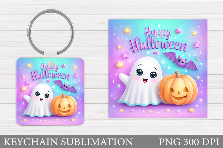 Halloween Keychain Sublimation. Ghost Keychain Design