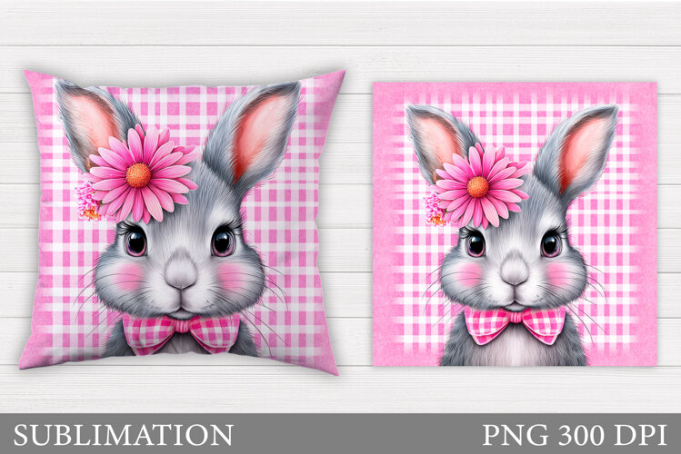 Cute Bunny Pillow Design. Cute Bunny Sublimation example image 1