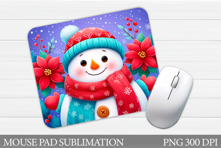 Snowman Mouse Pad Sublimation. Christmas Mouse Pad