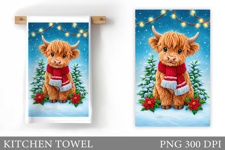 Christmas Cow Kitchen Towel Design. Christmas Kitchen Towel