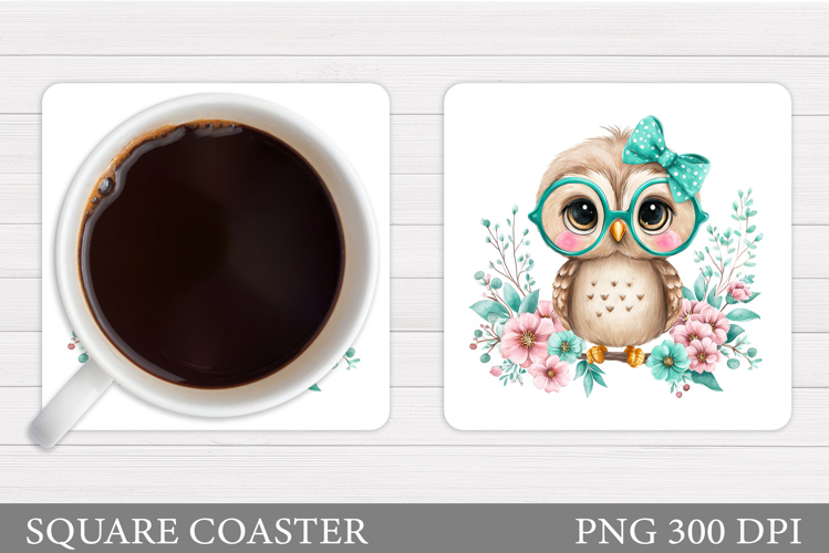 Cute Owl Coaster Design. Cute Owl Sublimation