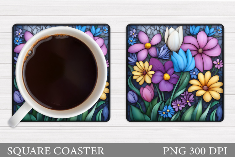 Wildflowers Coaster Design. Floral Coaster Sublimation