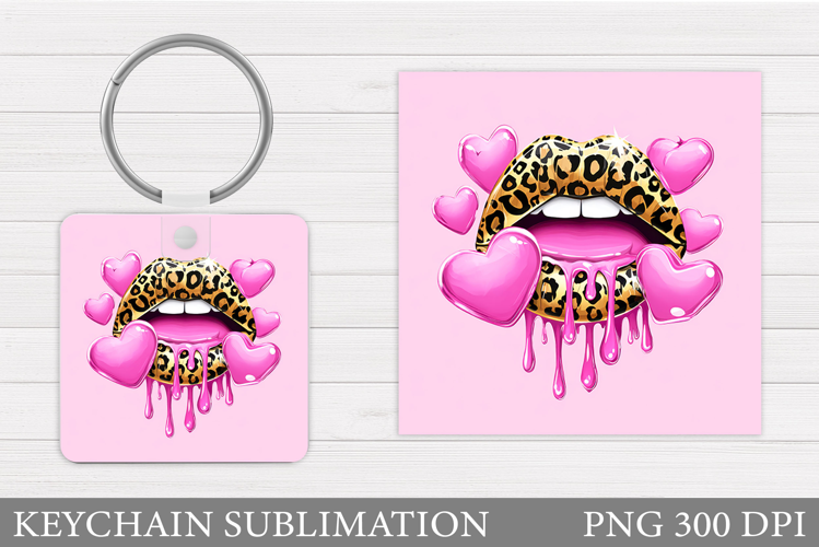 Lips Keychain Design. Valentine Keychain Sublimation