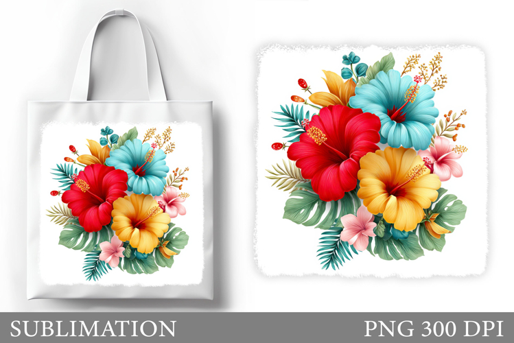 Tropical Flowers Tote Bag. Flowers Sublimation
