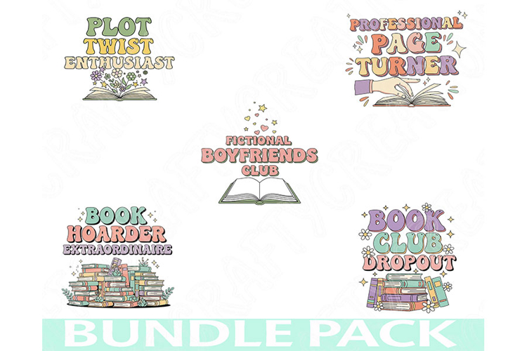 Bookworm Png Bundle, Reading Lover Clipart, Book Club Design