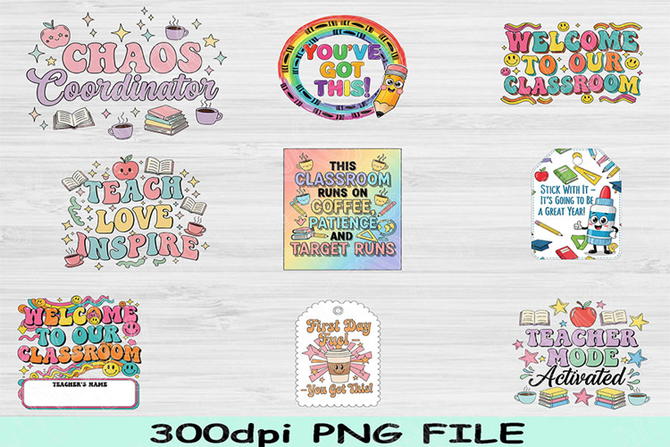 Back to School PNG Bundle, Teacher Shirt Sublimation Designs