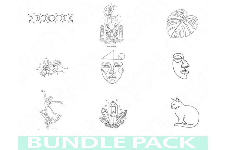 Minimalist Line Art Png Bundle, Modern Abstract Clipart