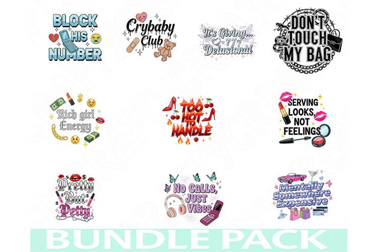 Baddie Aesthetic Png Bundle, Too Hot to Handle, Block His #