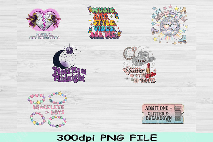 Eras Inspired Png Bundle, Retro Concert Aesthetic Designs