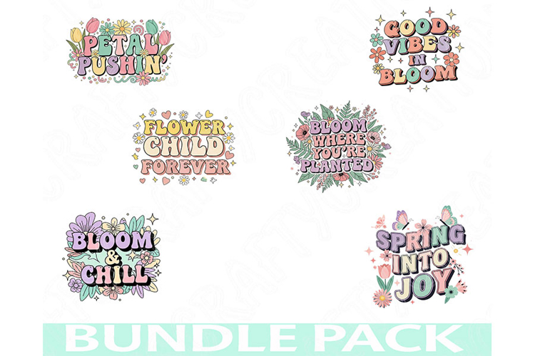 Spring Whimsical Png Bundle, Fresh Floral Clipart, Bloom Png