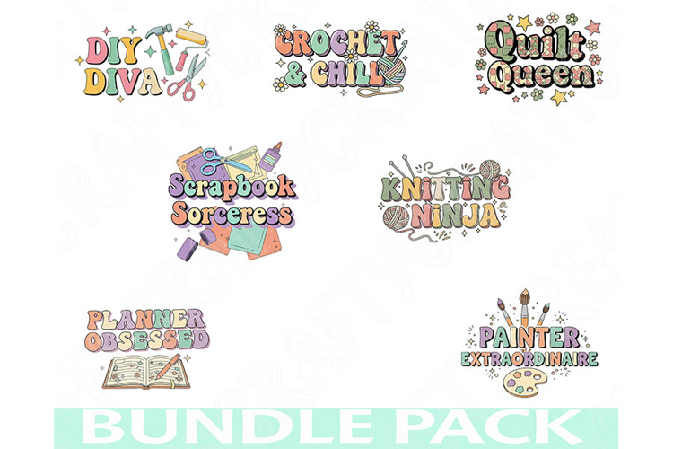 Crafting & Hobby Png Bundle, Funny Crafter Quotes, Crochet