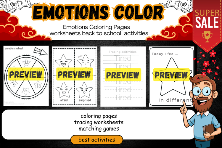 Emotions Coloring Pages Worksheets activities for kids