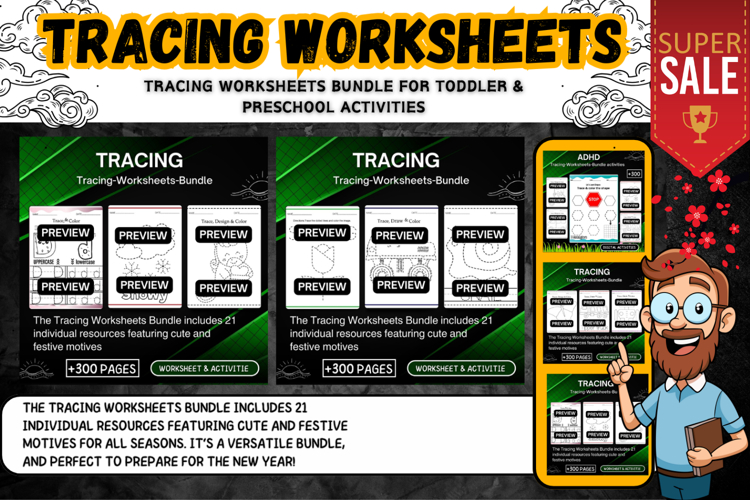 Tracing Worksheets Bundle for toddler Printable