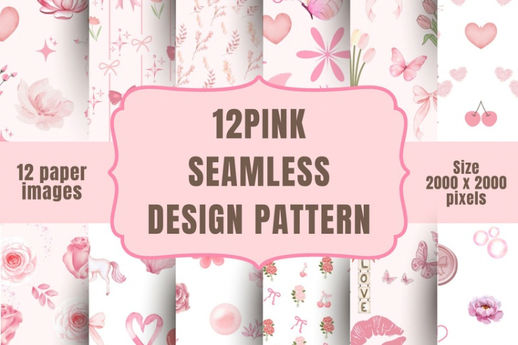 Seamless Pattern Design Bundle 12 Digital Patterns