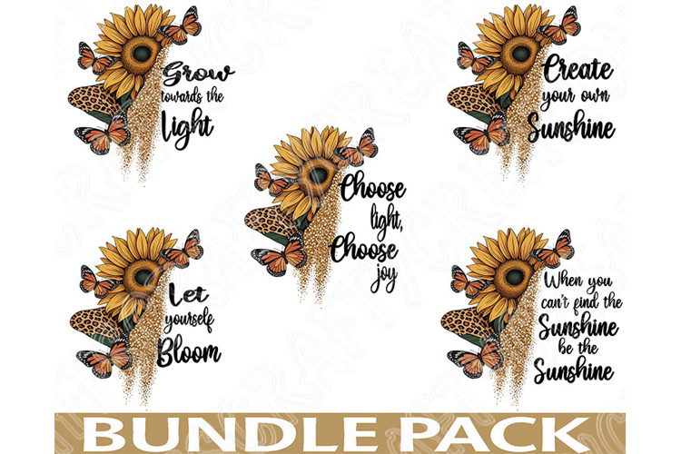 Sunshine Affirmation Png Bundle, Sunflower Quote Png Set